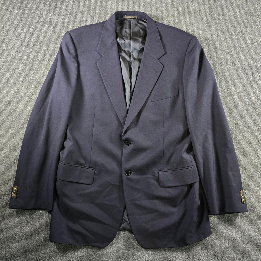 Corneliani Mens Navy Blue Super 100s Virgin Wool Blazer Made In Italy Size 52 l